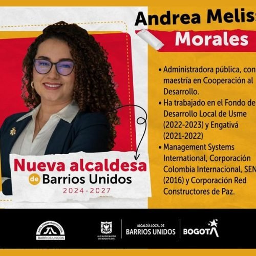 Andrea Melissa Morales Cano fue designada como la nueva alcaldesa de la localidad de Barrios Unidos.
